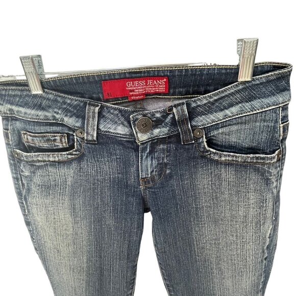 Guess Women's Stretch Denim Jeans Blue Size 28 Logo Pockets Zip Fly - Picture 8 of 10